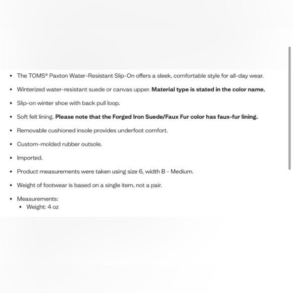 TOMS Women's Paxton Mid Cut Slip-on Forged Iron Grey Suede Faux Fur - Picture 5 of 12